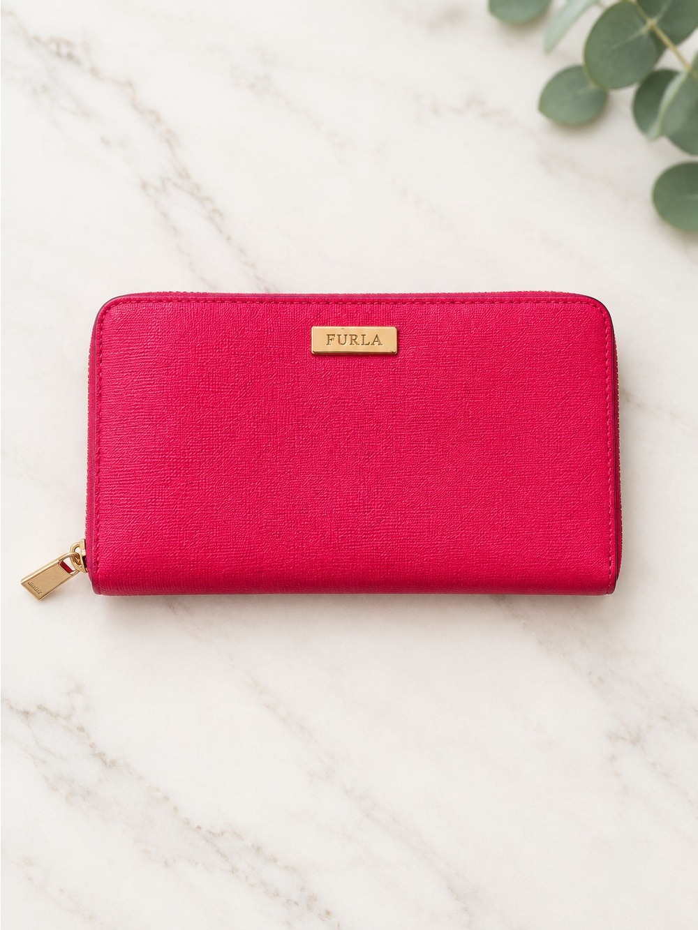 Girls Pink Saffiano Leather. Zip Around Continental Wallet